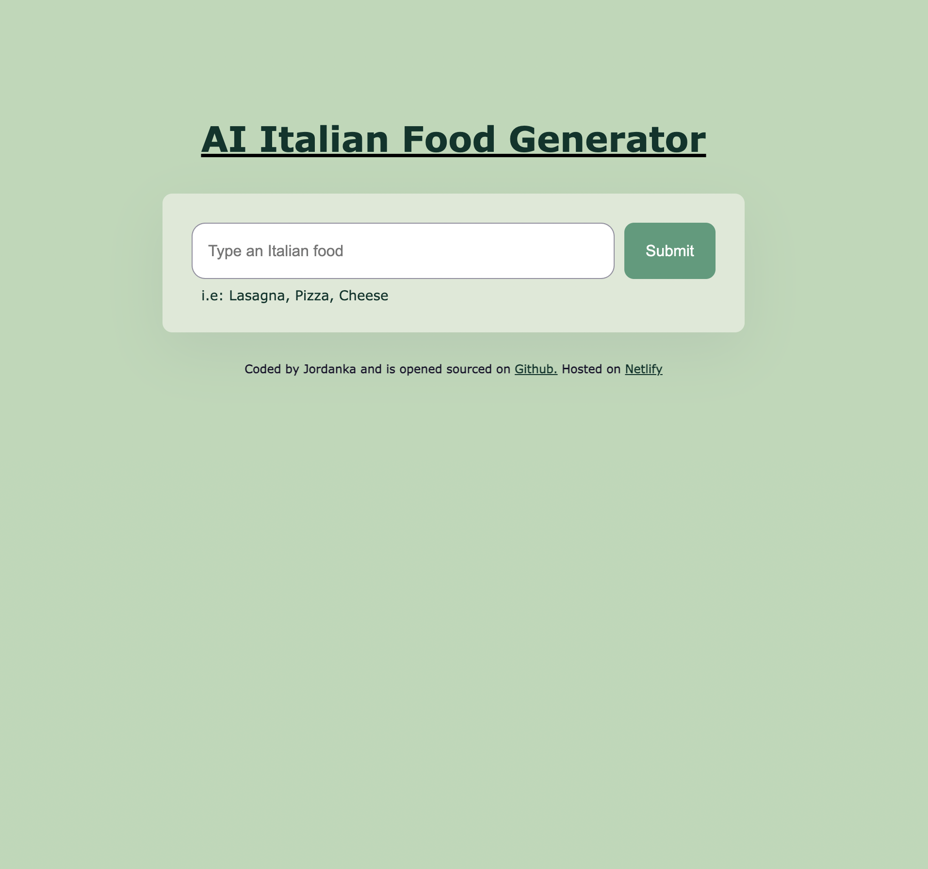 italian recipe generator